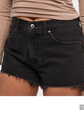 Abercrombie & Fitch Annie High Rise Black Denim Shorts